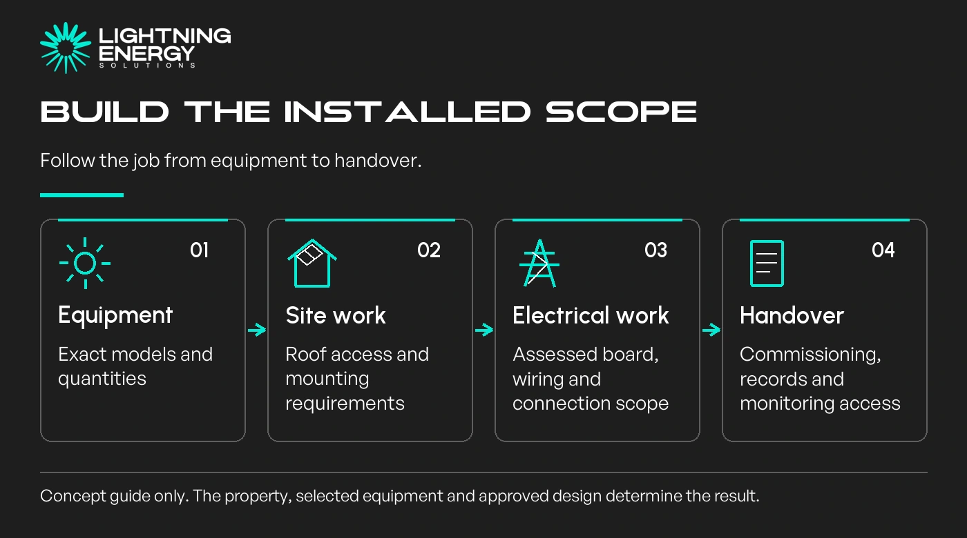 Build the installed scope. Follow the job from equipment to handover.
