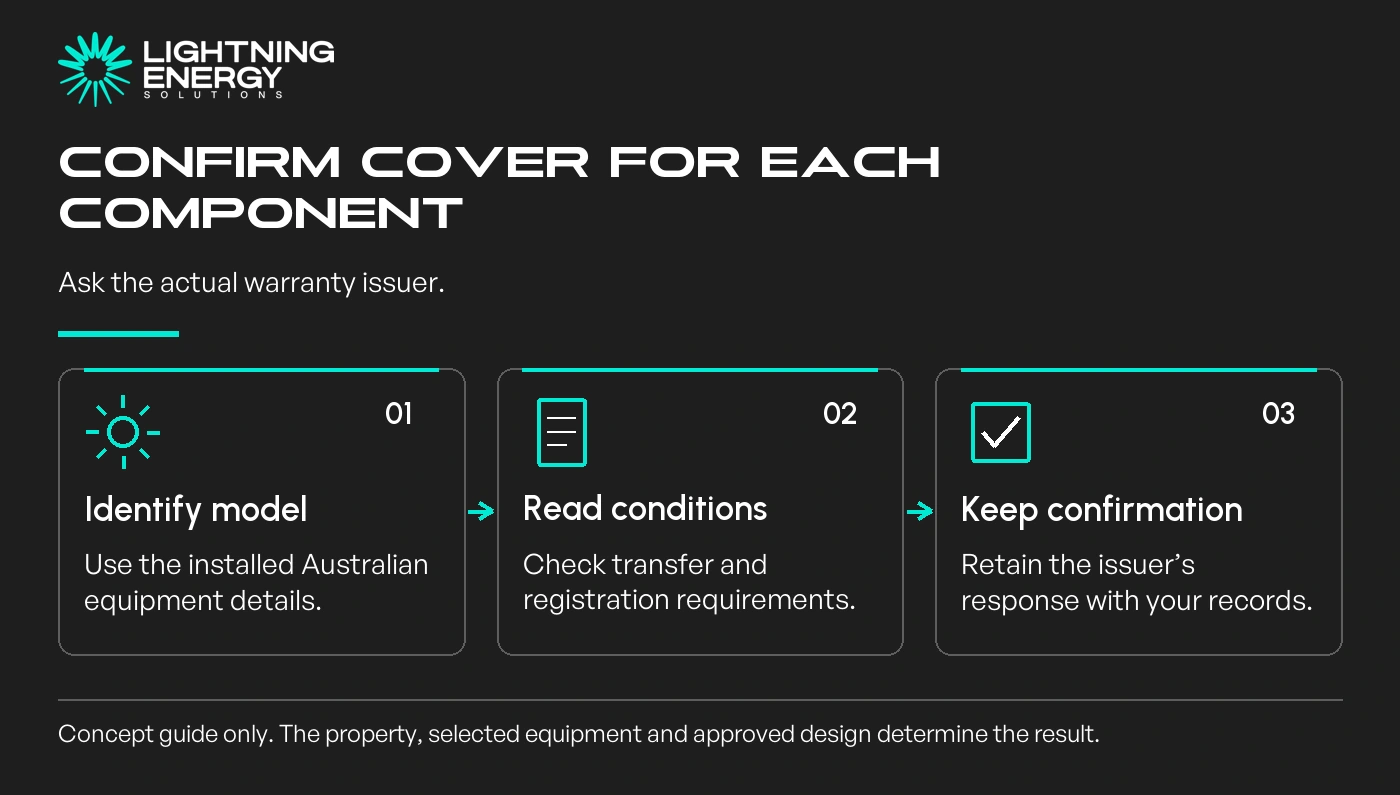 Confirm cover for each component. Ask the actual warranty issuer.