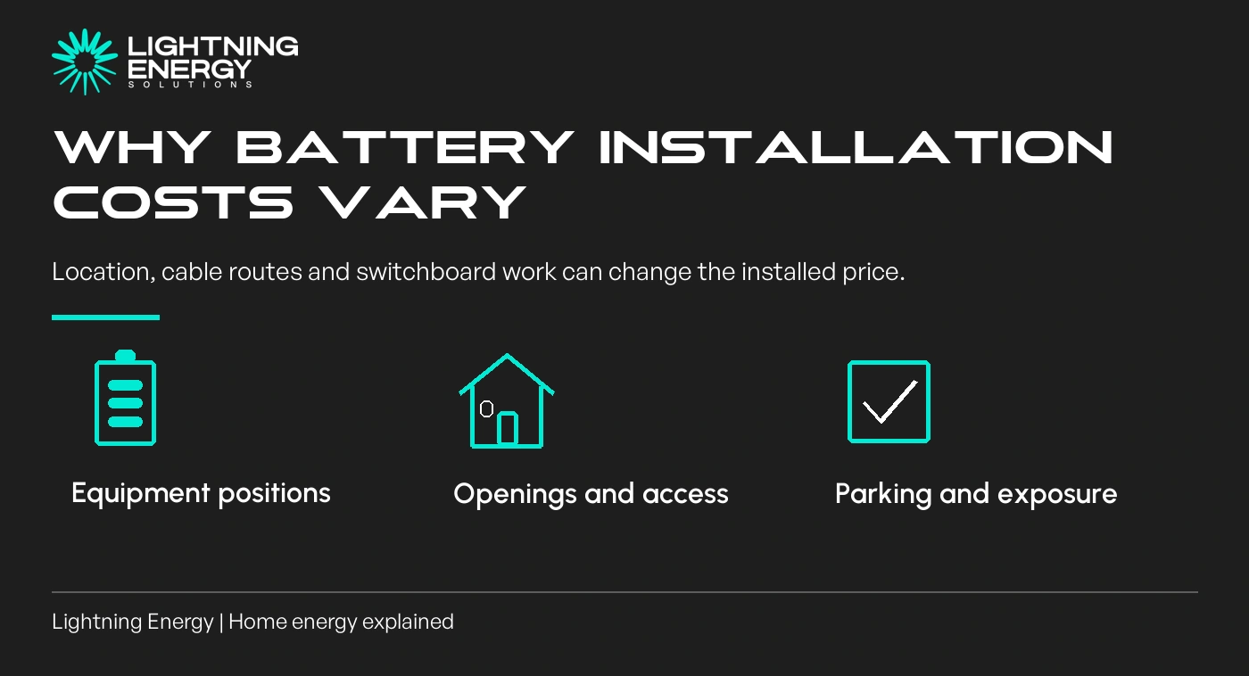 Why Battery Location and Switchboard Work Can Change Your Quote