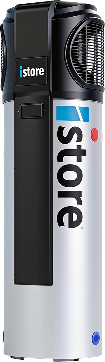 iStore 180L R290 heat pump — manufacturer product image; the range also includes a 270L model.