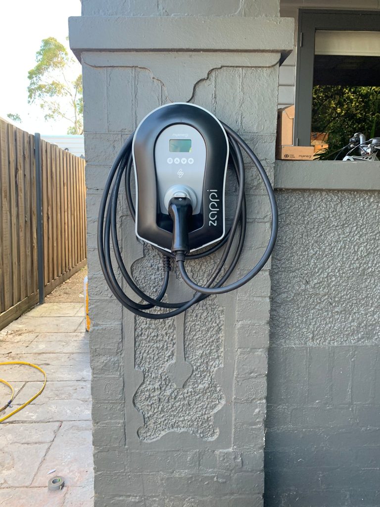 zappi ev charger installed to a wall