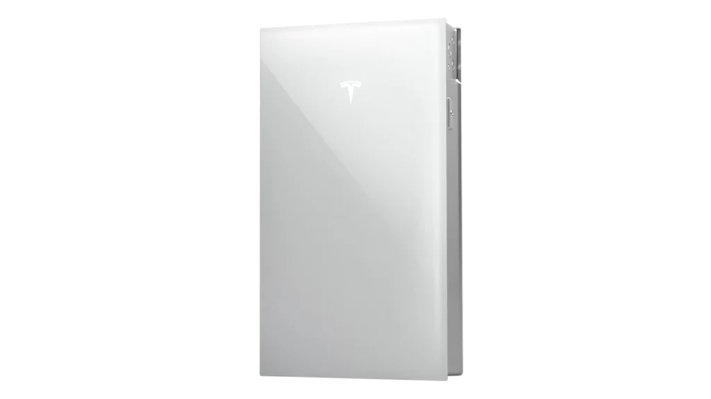 Hero Image of the Tesla Powerwall 3, a sleek, silver box with a light in the Tesla "T" insignia on the front.